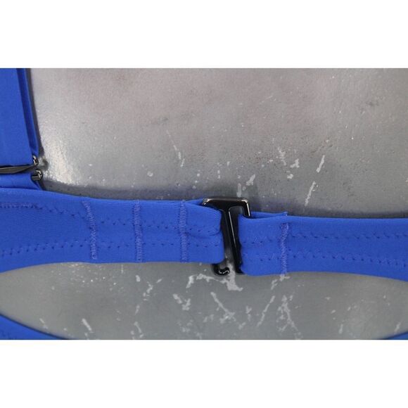 Athleta Square Neck Bra Cup TANKINI TOP Size 32D/DD Bright Blue Ruched Sides - Picture 6 of 13